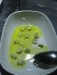 Rucola Risotto - Gorgonzola Stücke in Olivenöl - zur Verzierung auf das Rissotto geben.